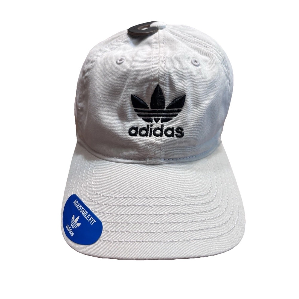 Adidas Originals Relaxed One Size Strapback White Adjustable Fit Hat Cap NEW